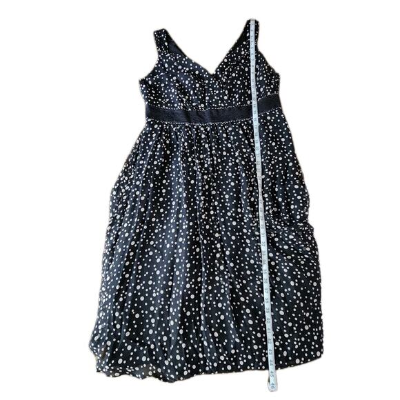 Signature By Robbie Bee Vtg Y2k Silk Beaded Lace Polka Dots Midi Dress Size 14W - Picture 8 of 8